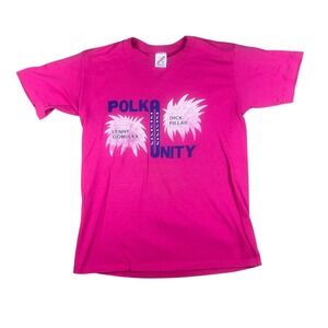 Vintage Jerzees Polka Unity Lenny Gomulka Chicago Push T-Shirt Pink Mens Medium